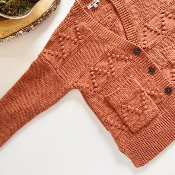 • Madewell Burnt Orange Popcorn Cardigan Sweater • - Picture 2 of 8